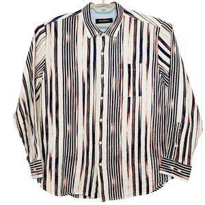 Tommy Bahama Stripe Brush Stroke Breezer Linen Multicolor Shirt Mens Size XL